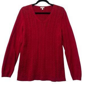 Talbots Women's XL Red Cable Knit Sweater